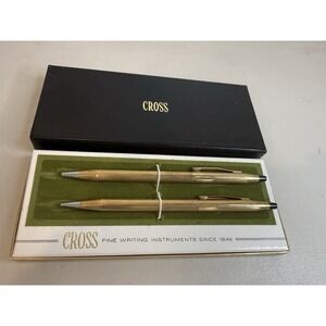 Vintage Cross Classic Century 12K Gold Filled Pen Pencil Set Boxed Paperwork USA